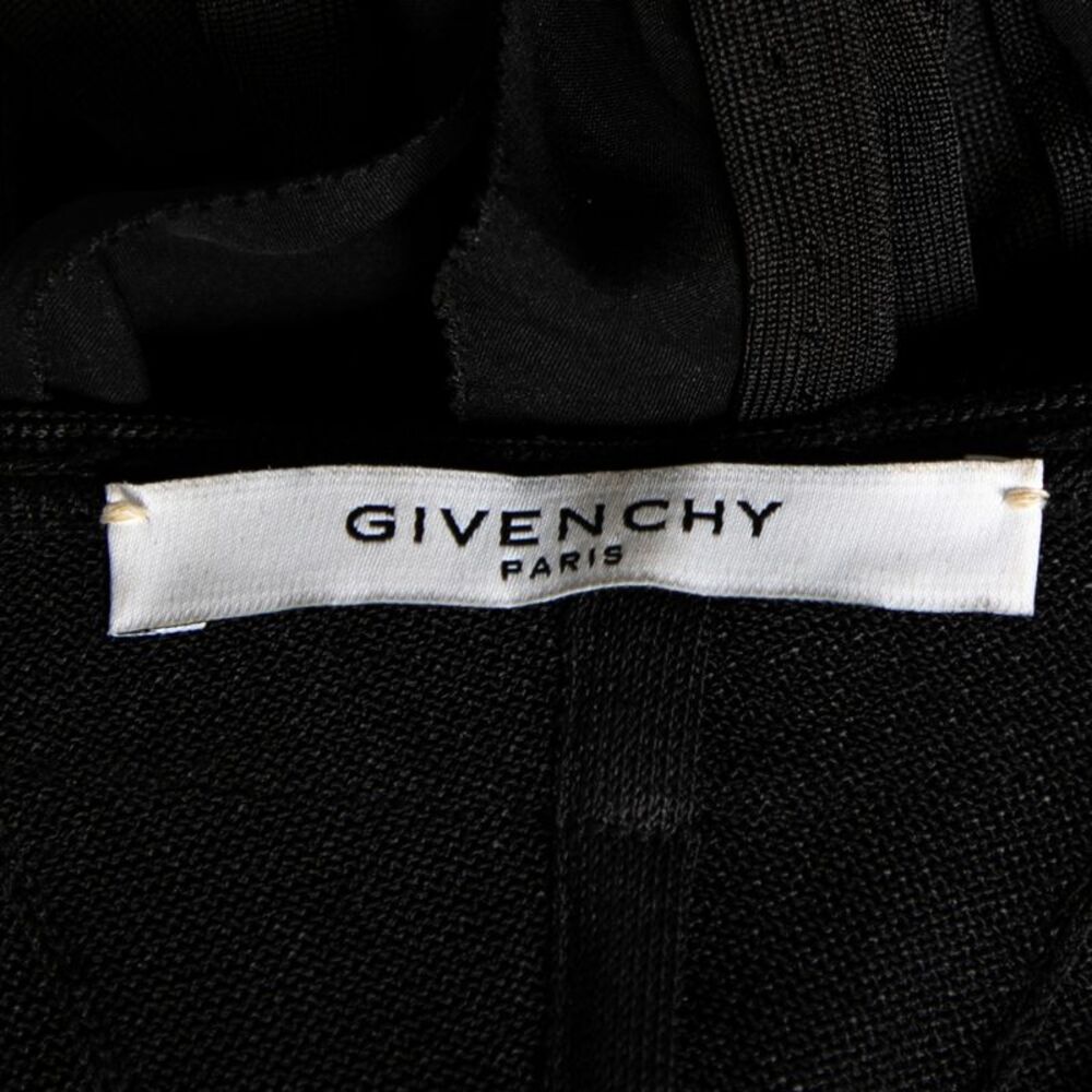 Givenchy Black Patterned Knit Ruffle Trimmed Dres… - image 4